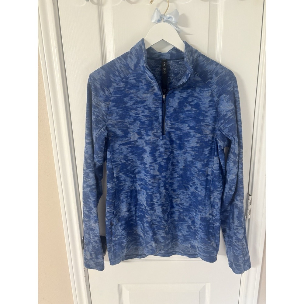 lululemon Surge Warm 1/2 Zip Pullover Cozy Men's Medium Blue Camo Data Rush